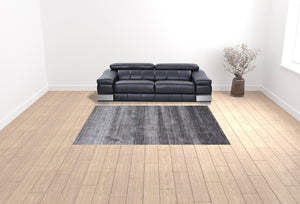 HomeRoots 8' Silver and Blue Ombre Hand Loomed Area Rug - Soft, Unique Texture for Modern Elegance in Any Room 493276