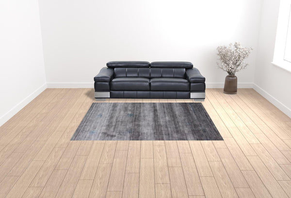 HomeRoots 8' Silver and Blue Ombre Hand Loomed Area Rug - Soft, Unique Texture for Modern Elegance in Any Room 493276