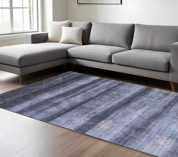 HomeRoots 8' X 11' Blue Ombre Hand Loomed Area Rug - Artisan Crafted, Soft Viscose, Modern Elegance for Any Room 493278
