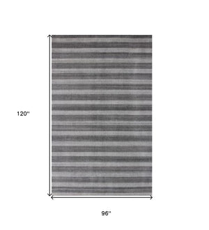 Homeroots 8' X 10' Black And Dark Grey Hand Loomed Area Rug  Viscose 493280