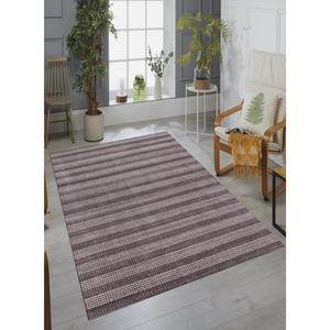 Homeroots 8' X 10' Rust And White Striped Hand Loomed Area Rug  Viscose 493283