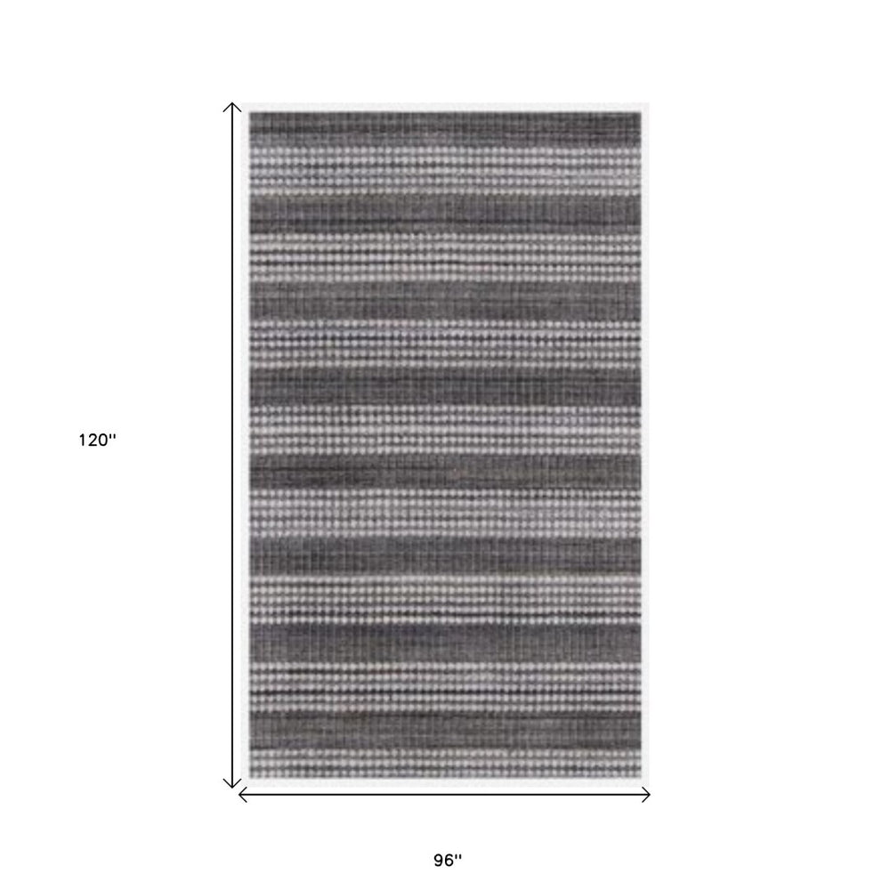 HomeRoots 8' Hand Loomed Area Rug in Dark Grey & White - Artisan Crafted Soft Viscose for Elegant Spaces 493287