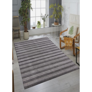 Homeroots 8' X 10' Dark Grey And Whie Hand Loomed Area Rug  Viscose 493287