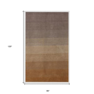 Homeroots 8' X 10' Gold And Rust Hand Loomed Area Rug  Viscose 493289