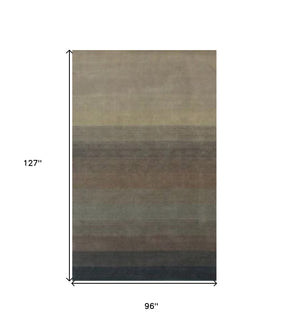 Homeroots 8' X 10' Indigo And Tan Hand Loomed Area Rug  Viscose 493290