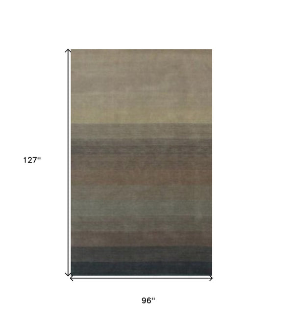 Homeroots 8' X 10' Indigo And Tan Hand Loomed Area Rug  Viscose 493290