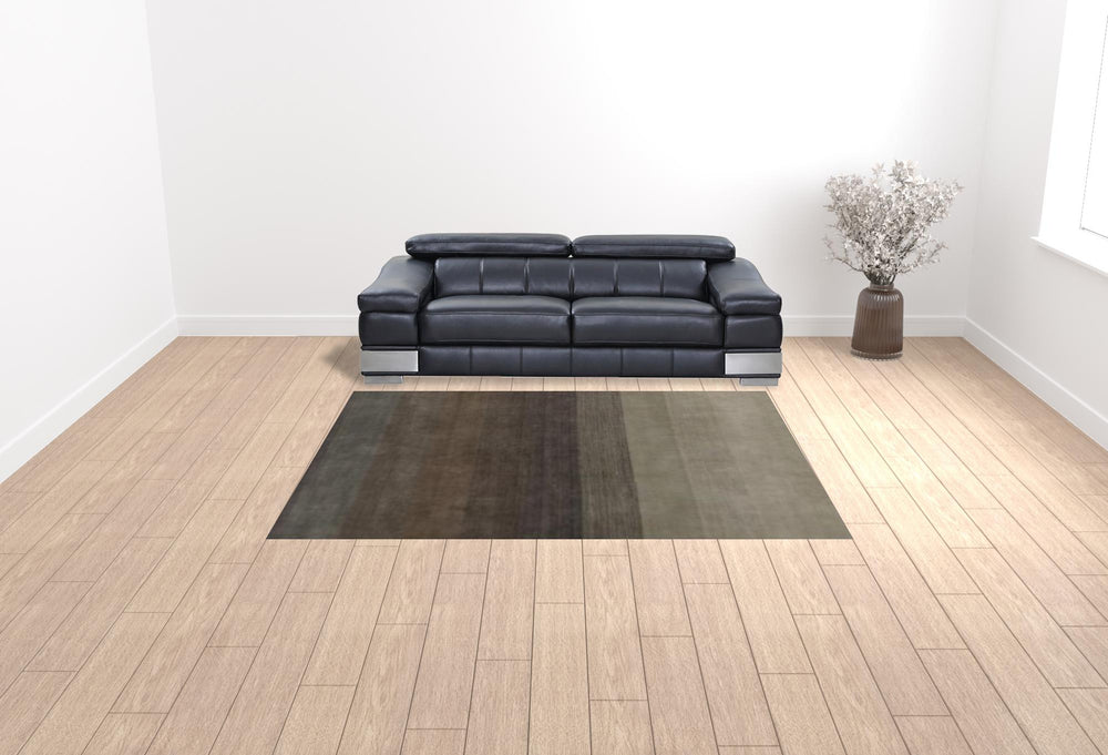 Homeroots 8' X 10' Expresso And Brown Hand Loomed Area Rug  Viscose 493291