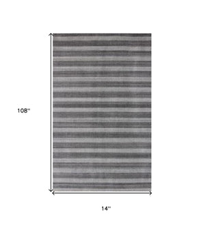 Homeroots 9' X 12' Black And Dark Grey Hand Loomed Area Rug  Viscose 493293