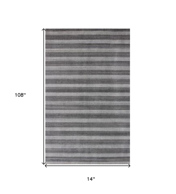 Homeroots 9' X 12' Black And Dark Grey Hand Loomed Area Rug  Viscose 493293