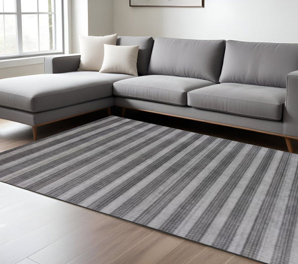HomeRoots 9' Hand Loomed Area Rug - Luxurious Viscose for Soft Underfoot Feel, Unique Artisan Craftsmanship Black, Dark Gray 493293