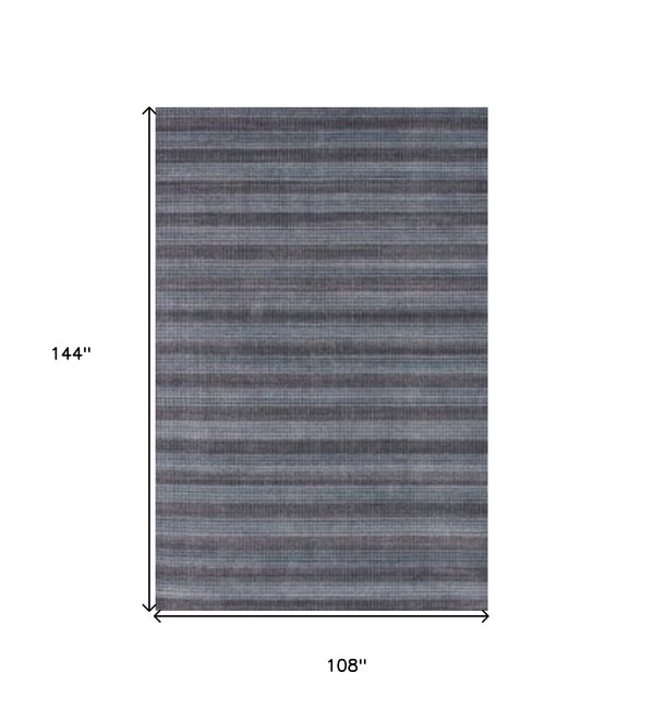 Homeroots 9' X 12' Blue And Black Hand Loomed Area Rug  Viscose 493295