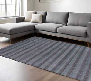 HomeRoots 9' Hand Loomed Area Rug - Luxurious Viscose for Soft Underfoot Feel, Unique Artisan Craftsmanship Blue, Black 493295