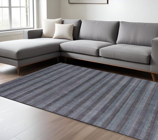 HomeRoots 9' Hand Loomed Area Rug - Luxurious Viscose for Soft Underfoot Feel, Unique Artisan Craftsmanship Blue, Black 493295