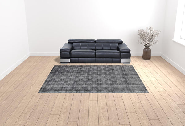 Homeroots 9' X 12' Dark Gery And Silver Ombre Hand Loomed Area Rug  Viscose 493301