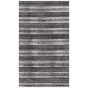 Homeroots 9' X 12' Dark Grey And White Striped Hand Loomed Area Rug  Viscose 493302