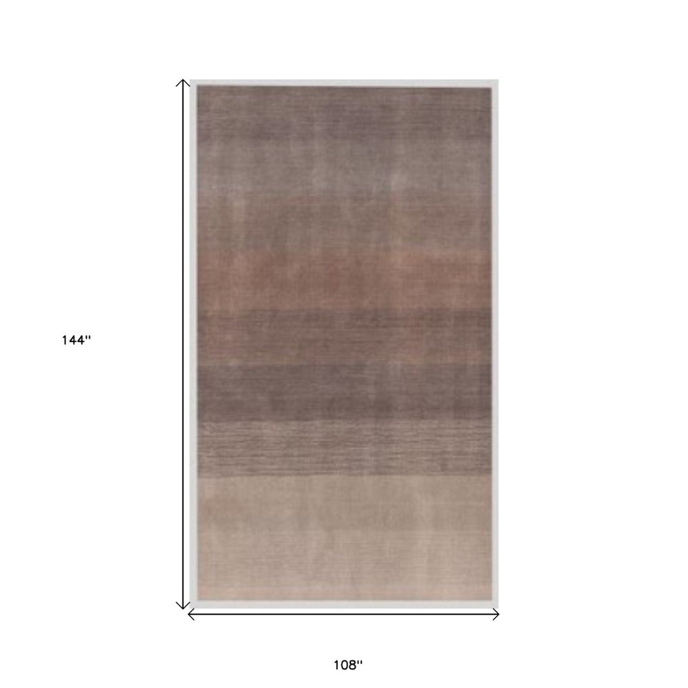 HomeRoots 9' Luxurious Ombre Area Rug in Violet Taupe and Brown – Hand-Loomed Artisan Craftsmanship for Chic Spaces 9' X 12' 493303