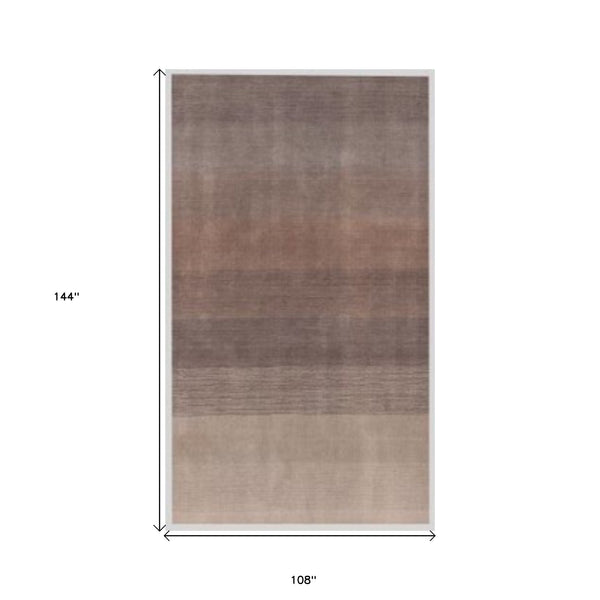 Homeroots 9' X 12' Violet Taupe And Brown Ombre Hand Loomed Area Rug  Viscose 493303