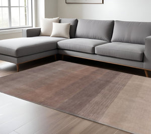 HomeRoots 9' Luxurious Ombre Area Rug in Violet Taupe and Brown – Hand-Loomed Artisan Craftsmanship for Chic Spaces 9' X 12' 493303