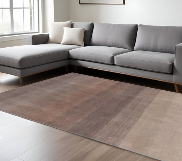 HomeRoots 9' Luxurious Ombre Area Rug in Violet Taupe and Brown – Hand-Loomed Artisan Craftsmanship for Chic Spaces 9' X 12' 493303