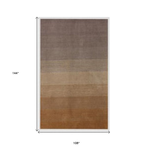 Homeroots 9' X 12' Gold And Rust Hand Loomed Area Rug  Viscose 493304