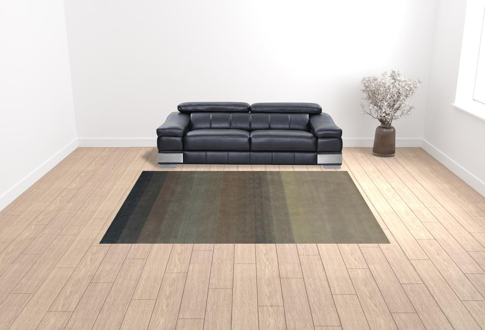 Homeroots 9' X 12' Indigo And Tan Hand Loomed Non Skid Area Rug  Viscose 493305