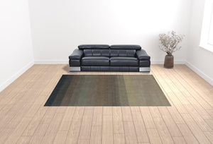 Homeroots 9' X 12' Indigo And Tan Hand Loomed Non Skid Area Rug  Viscose 493305