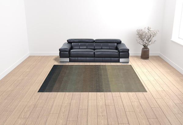 Homeroots 9' X 12' Indigo And Tan Hand Loomed Non Skid Area Rug  Viscose 493305