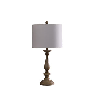 Homeroots 28" Rustic Taupe Cream Candlestick Table Lamp With White Shade   493309