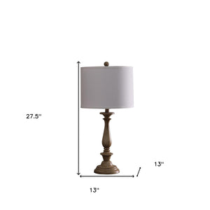 Homeroots 28" Rustic Taupe Cream Candlestick Table Lamp With White Shade   493309