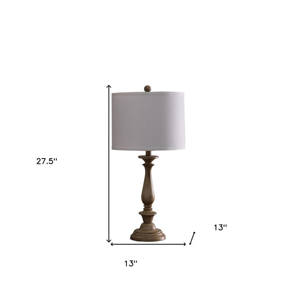 Homeroots 28" Rustic Taupe Cream Candlestick Table Lamp With White Shade   493309