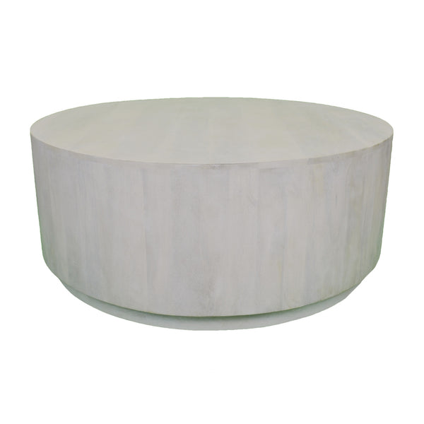 Homeroots 42" Rustic White Solid Wood Round Distressed Coffee Table   493312
