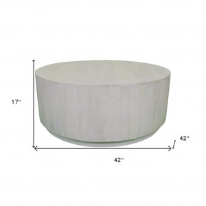 Homeroots 42" Rustic White Solid Wood Round Distressed Coffee Table   493312