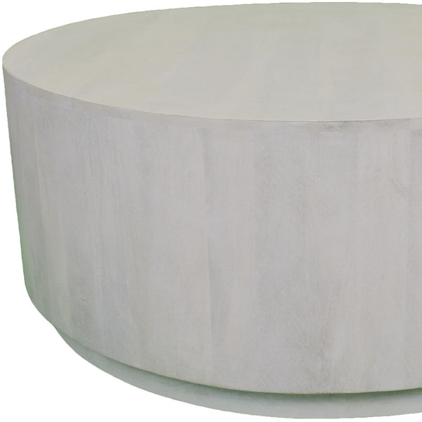 Homeroots 42" Rustic White Solid Wood Round Distressed Coffee Table   493312