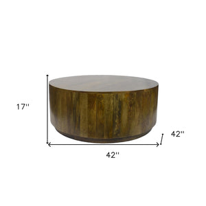 Homeroots 42" Brown Solid Wood Round Coffee Table   493313