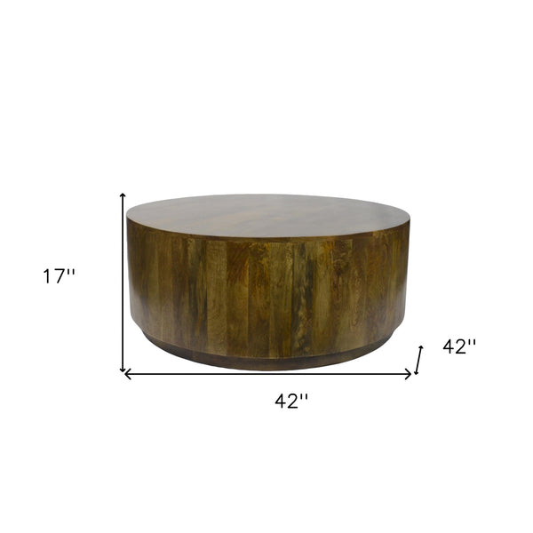 Homeroots 42" Brown Solid Wood Round Coffee Table   493313