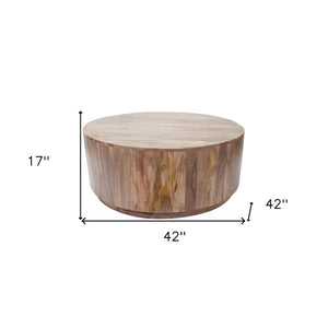 Homeroots 42" Natural Solid Wood Round Coffee Table   493314