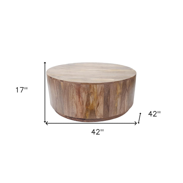 Homeroots 42" Natural Solid Wood Round Coffee Table   493314