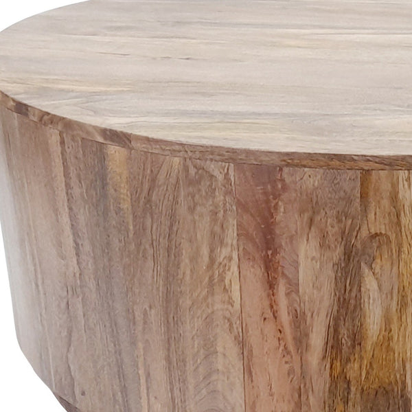 Homeroots 42" Natural Solid Wood Round Coffee Table   493314