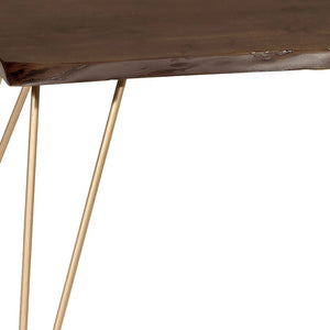 Homeroots 42" Brown And Gold Solid Wood And Iron Coffee Table   493315