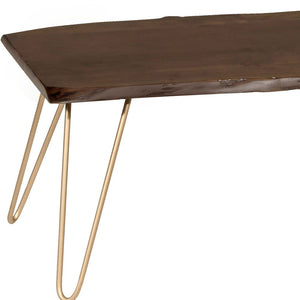 Homeroots 42" Brown And Gold Solid Wood And Iron Coffee Table   493315