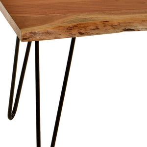 HomeRoots 42" Natural and Black Solid Wood Coffee Table with Iron Base - Rustic Chic Centerpiece for Any Room 493316