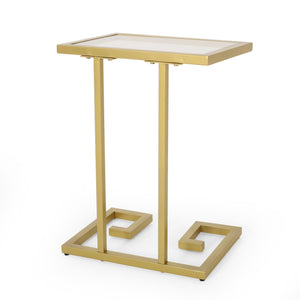 English Elm Christopher Knight Home® - END TABLE Gold C-Shape Modern Glam Iron Frame with Tempered Glass & Greek Accents, 18"W x 24.5"H 68988.00