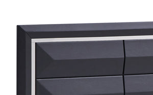 English Elm Liverpool King Bed with Matte Finish, Beveled Panel Headboard, Brushed Steel Accents & Storage Drawers Black 16 L x 33 W x 22 H B078S00559