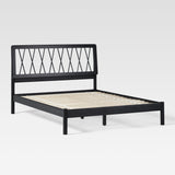 X Spindle Mid-Century Modern Solid Wood Queen Bed Black XAVB5CBL Walker Edison