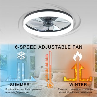 English Elm Ceiling Fan With Dimmable Led Light – Compact Smart Control For Low Ceilings & Modern Spaces W2312P374758