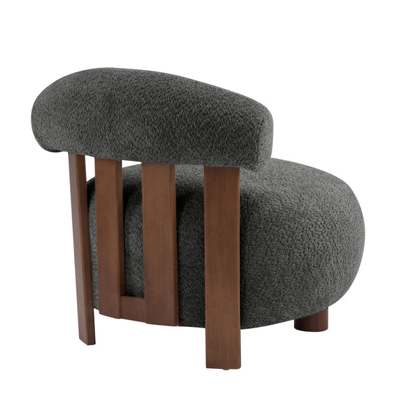 English Elm Christopher Knight Home® - Modern Boucle Accent Chair with Plush Rounded Silhouette, Solid Wood Frame, Cozy Reading Seat Dark Gray,Walnut 29 L x 28.5 W x 21.85 H N776P278240C
