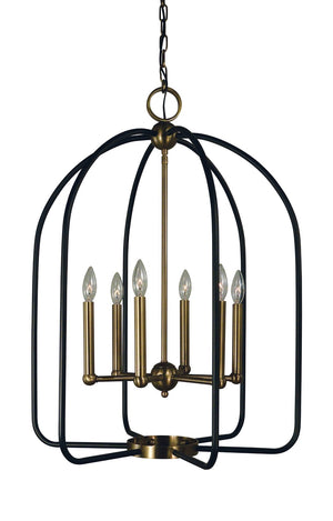 Framburg 6-light Elegant Matte Black Boulevard Chandelier – Stunning Design For Sophisticated Interiors Antique Brass With Matte Black Accents Metal 4936 Ab/Mblack
