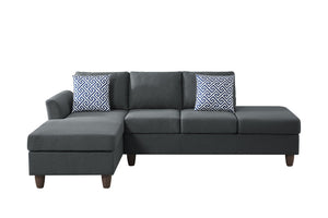 English Elm Hidden Compartment Modular Sectional with Pull Out Drawer and Coordinated Accent Pillows Dark Grey B2730S00063
