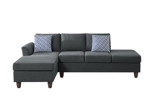 English Elm Hidden Compartment Modular Sectional with Pull Out Drawer and Coordinated Accent Pillows Dark Grey B2730S00063