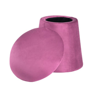 Crestview Collection Modern Velvet Ottoman: Stylish Mushroom-inspired Accent With Hidden Storage For Chic Living Spaces Pink Solid Wood Evfzr3907hpnk